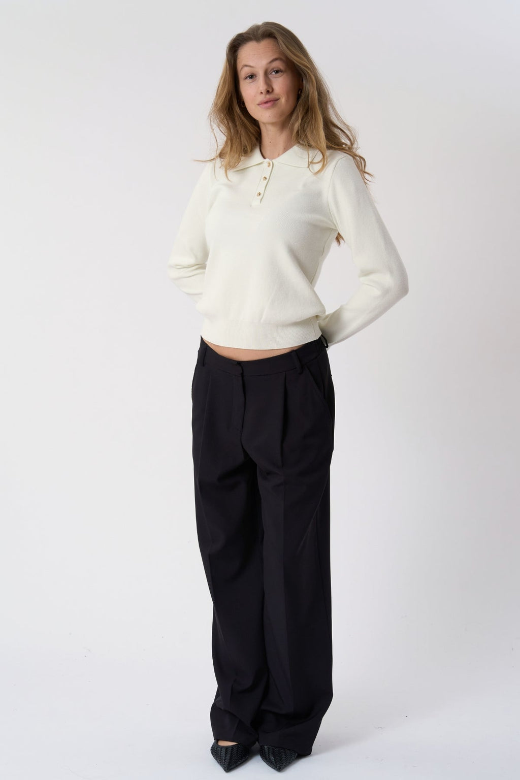 Långärmad Pikétröja - Ecru