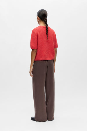 Saggia V-ringad Stickad Cardigan - Poinsettia Melange