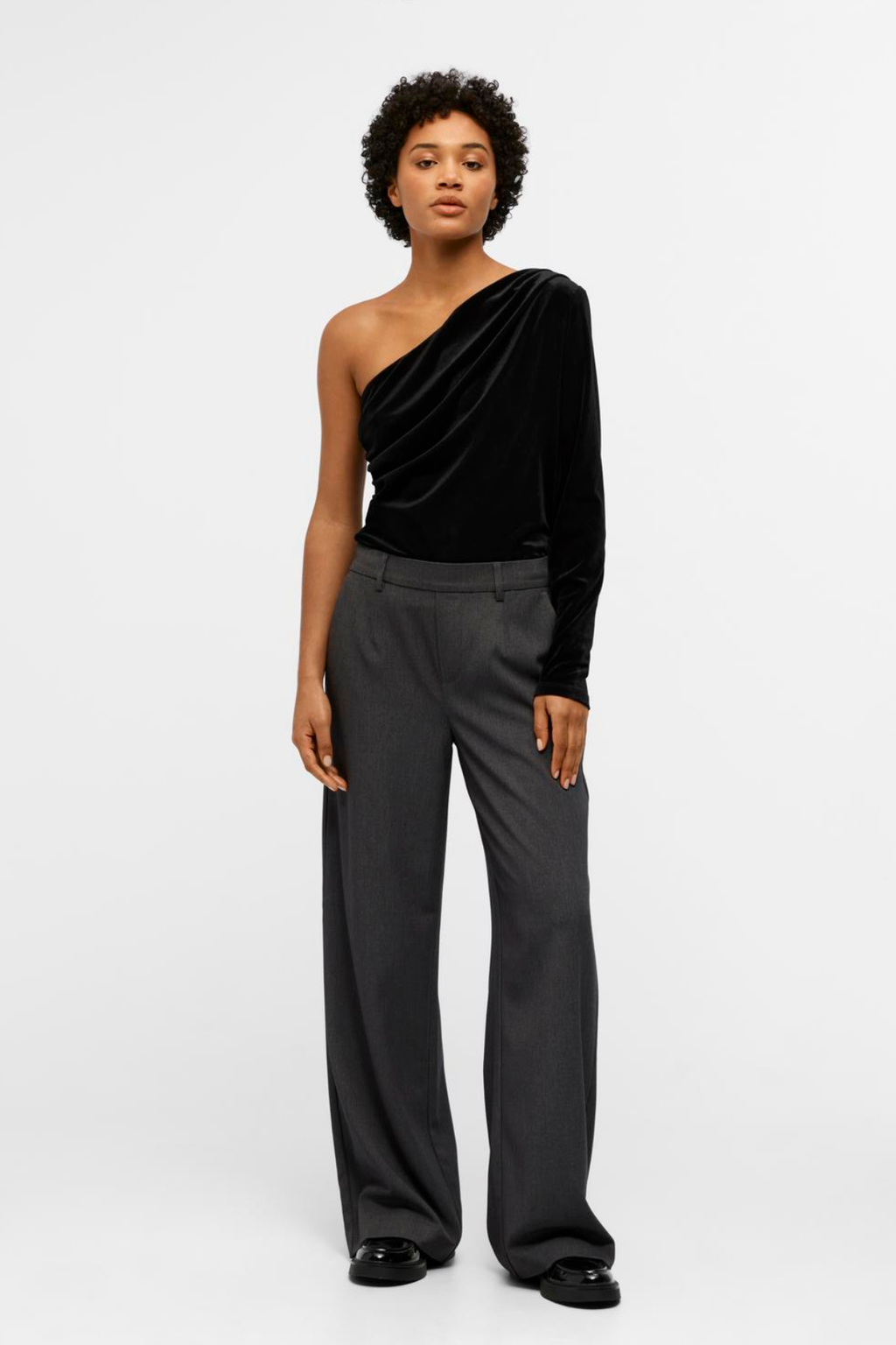 Lisa Wide Pant - Grå Melange