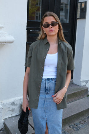 Kortärmad Linneskjorta - Army