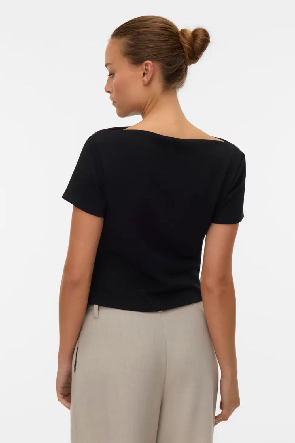 Mille Boatneck Short Top - Svart