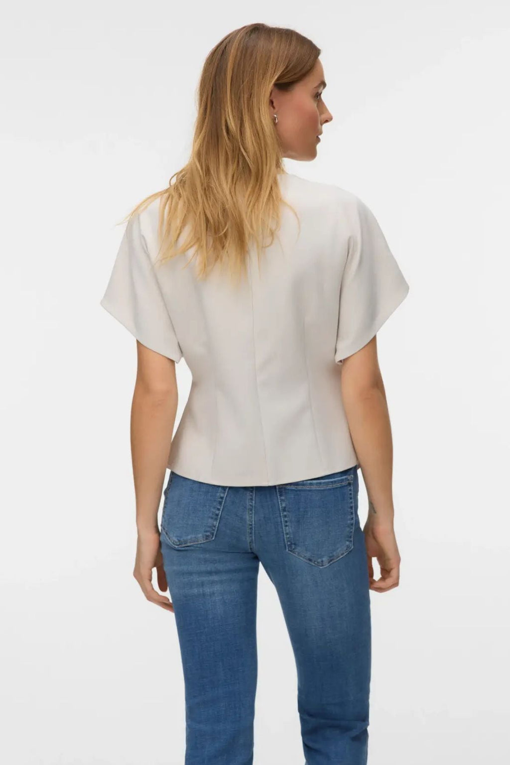 Sonja V-Neck Topp - Pumice Stone/Silverknappar