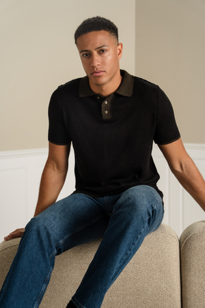 Stickad Piké - Brun