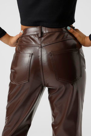 Kithy Loose Glossy Byxor - Coffee Bean