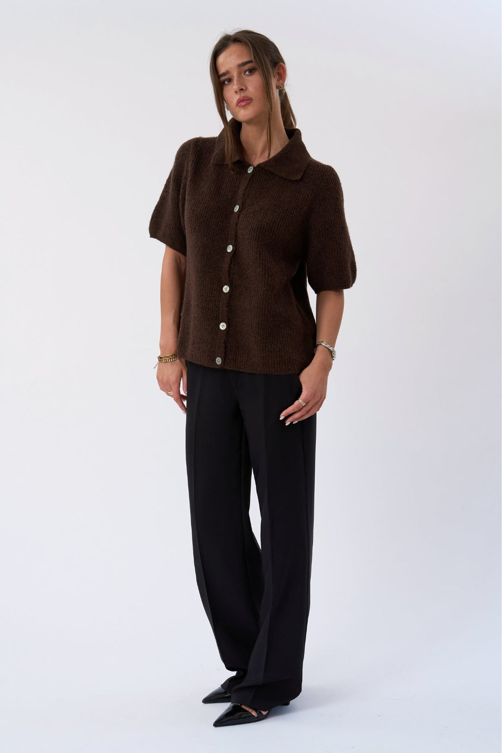 Alba Polo Knit - Chocolate