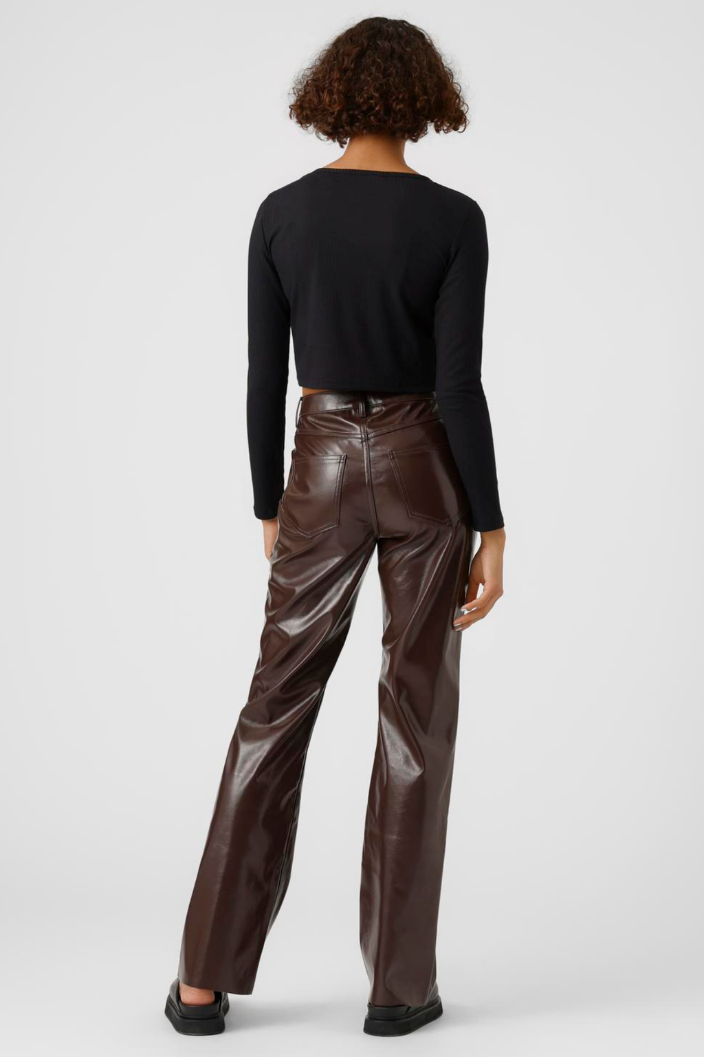 Kithy Loose Glossy Byxor - Coffee Bean
