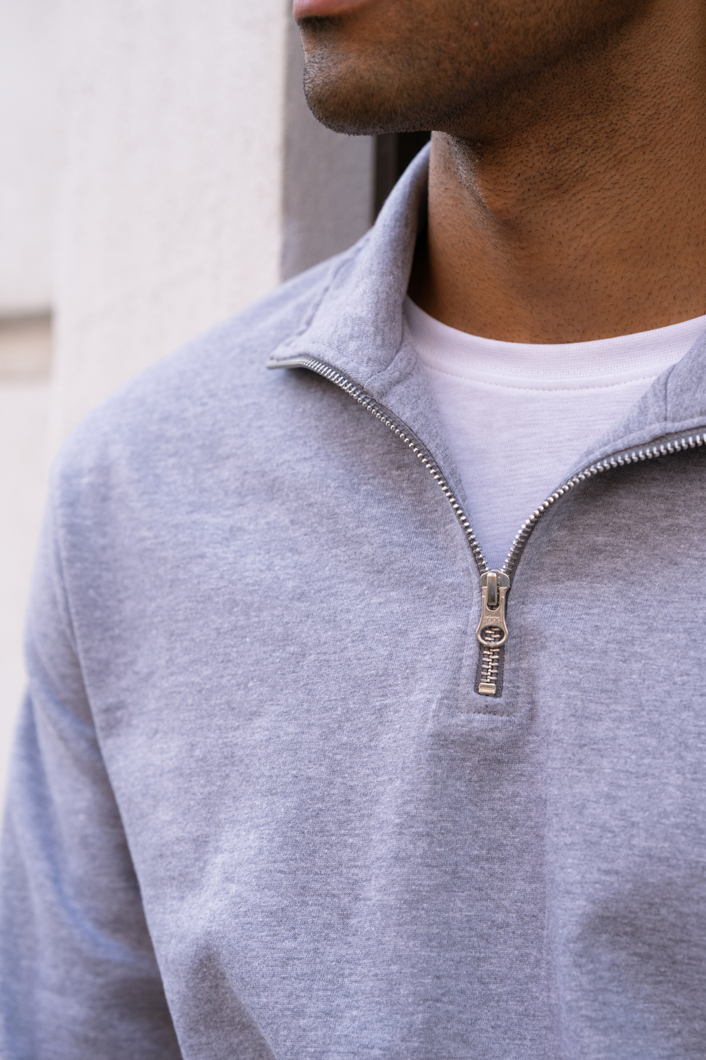 Sweatshirt Halvdragkedja - Grå
