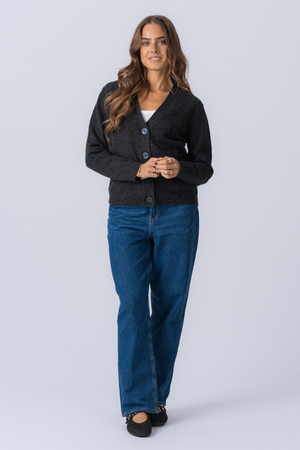 Stickad Kofta - Mörkgrå