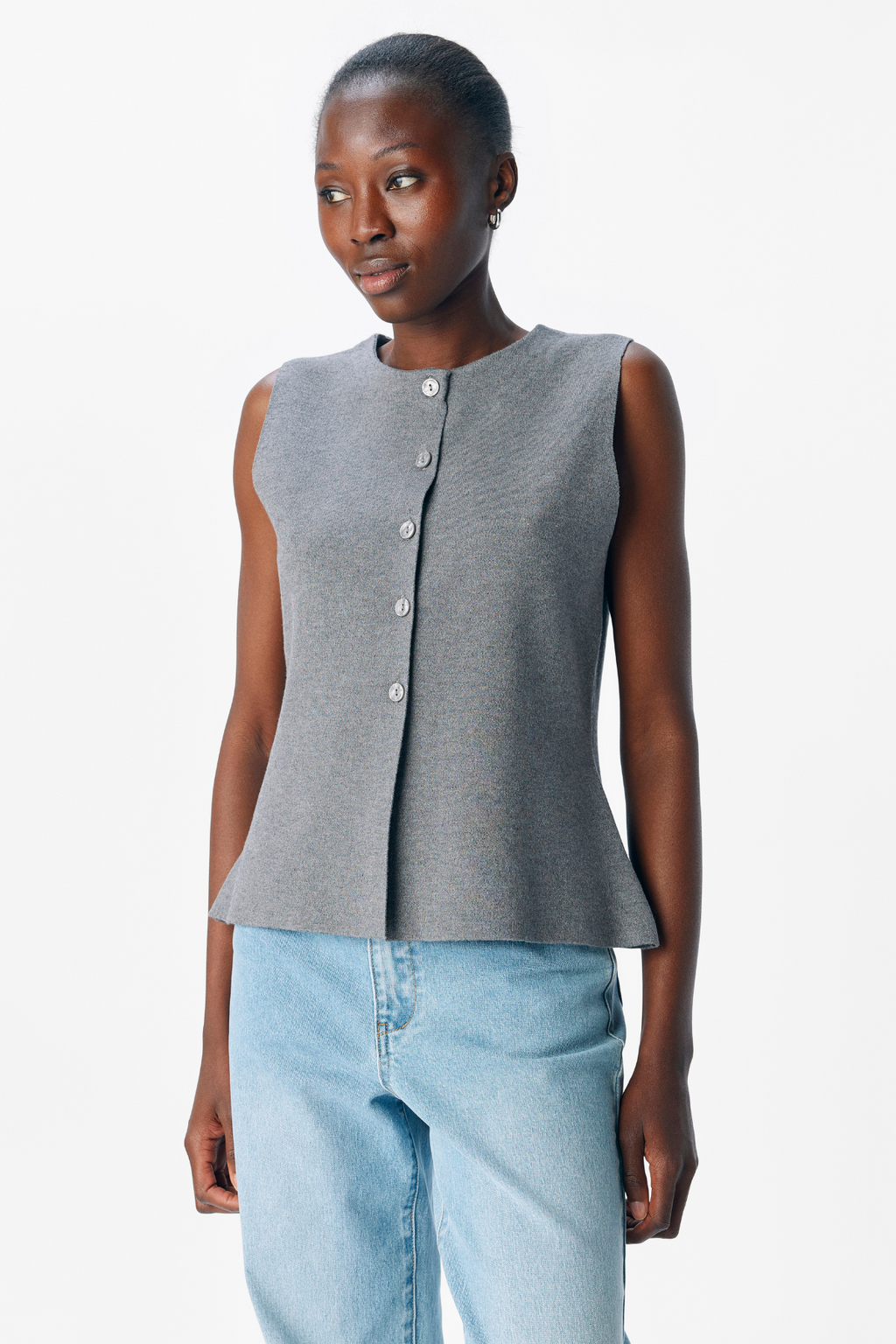 Reynard Stickad Väst - Medium Grey Melange