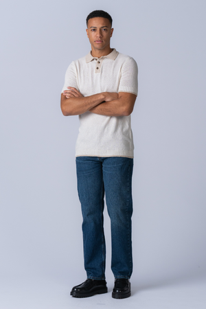 Stickad Pikétröja - Ecrú