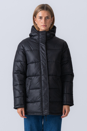 Lång Puffer Jacka - Svart
