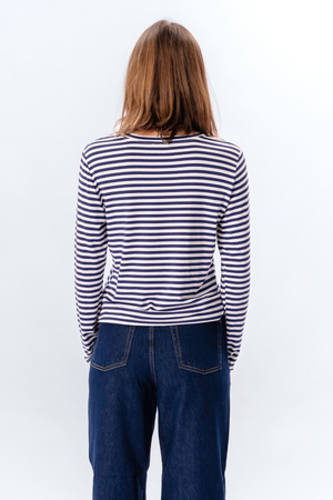 Stripped Långärmad Slim Fit - Blå