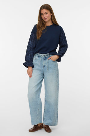 Wien Wide Belt Jeans -  Light Blue Denim