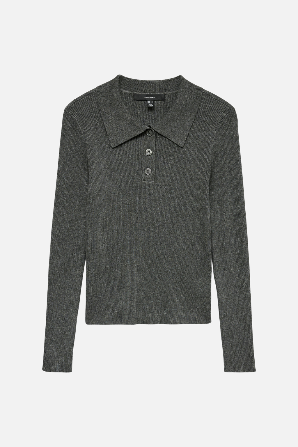 Silje Poloneck Pullover - Mörkgrå Melange