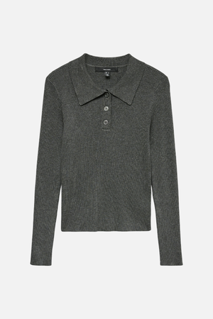 Silje Poloneck Pullover - Mörkgrå Melange