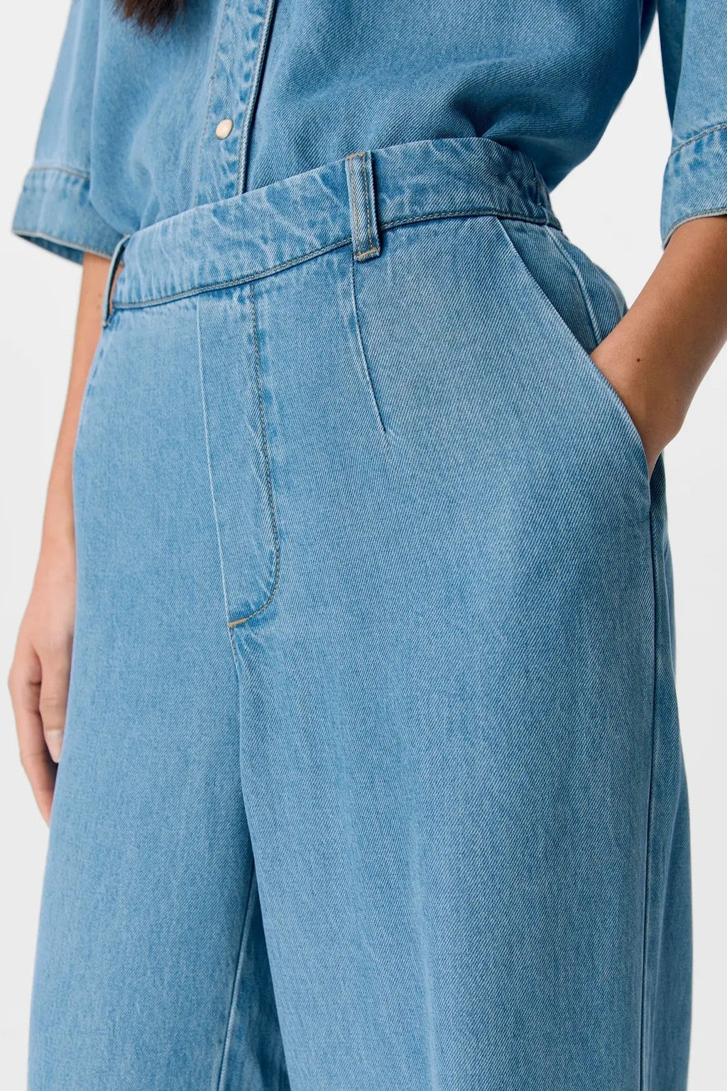Frame Lisa Wide Pants - Ljusblå Denim