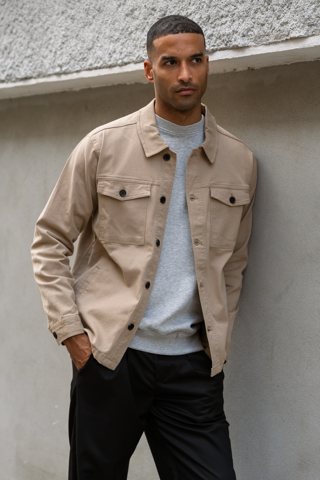 Twill Overshirt - Mörk Sand