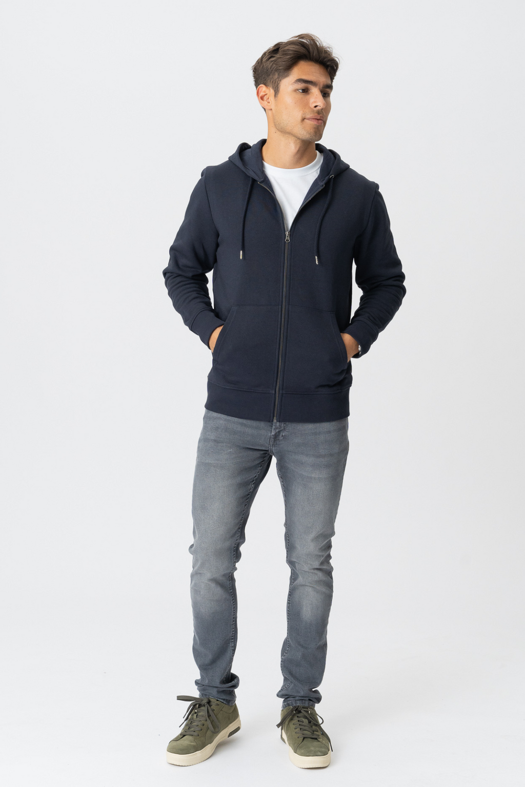 Zip Hoodie - Marinblå