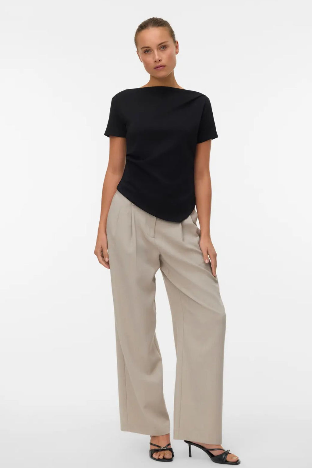 Mille Boatneck Short Top - Svart