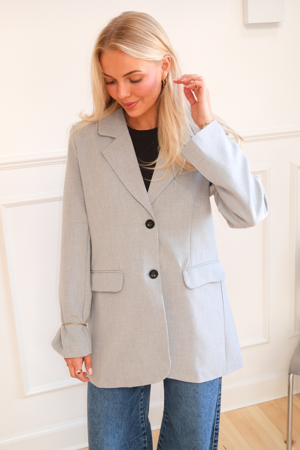 Claire Oversized Kavaj - Ljusgrå