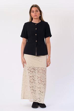 Amara Lace Maxi Skirt - Ljusbeige