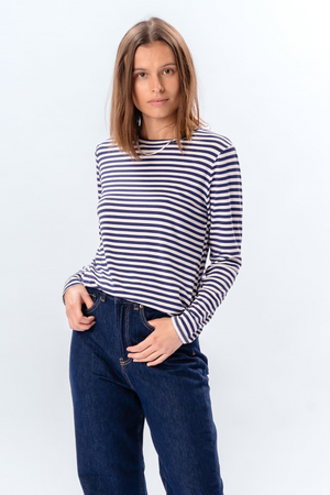 Stripped Långärmad Slim Fit - Blå