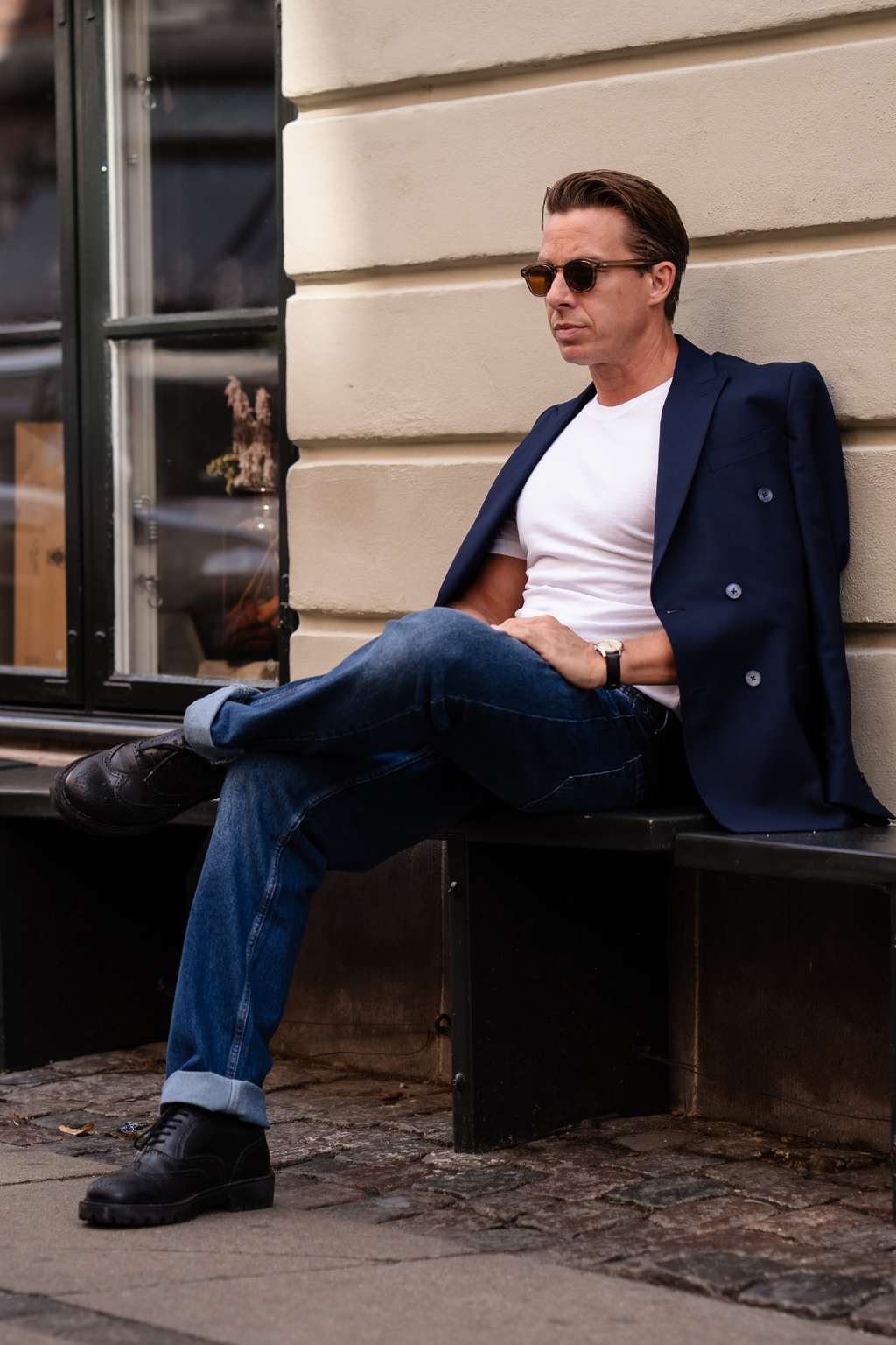 Premium Dubbelknäppt Kavaj - Navy