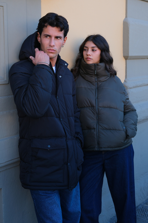 Lång Puffjacka - Navy