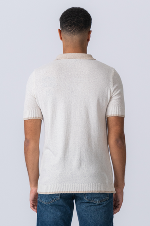 Stickad Pikétröja - Ecrú