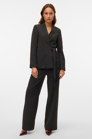 Bestie Loose Strap Blazer - Mörkgrå Melange