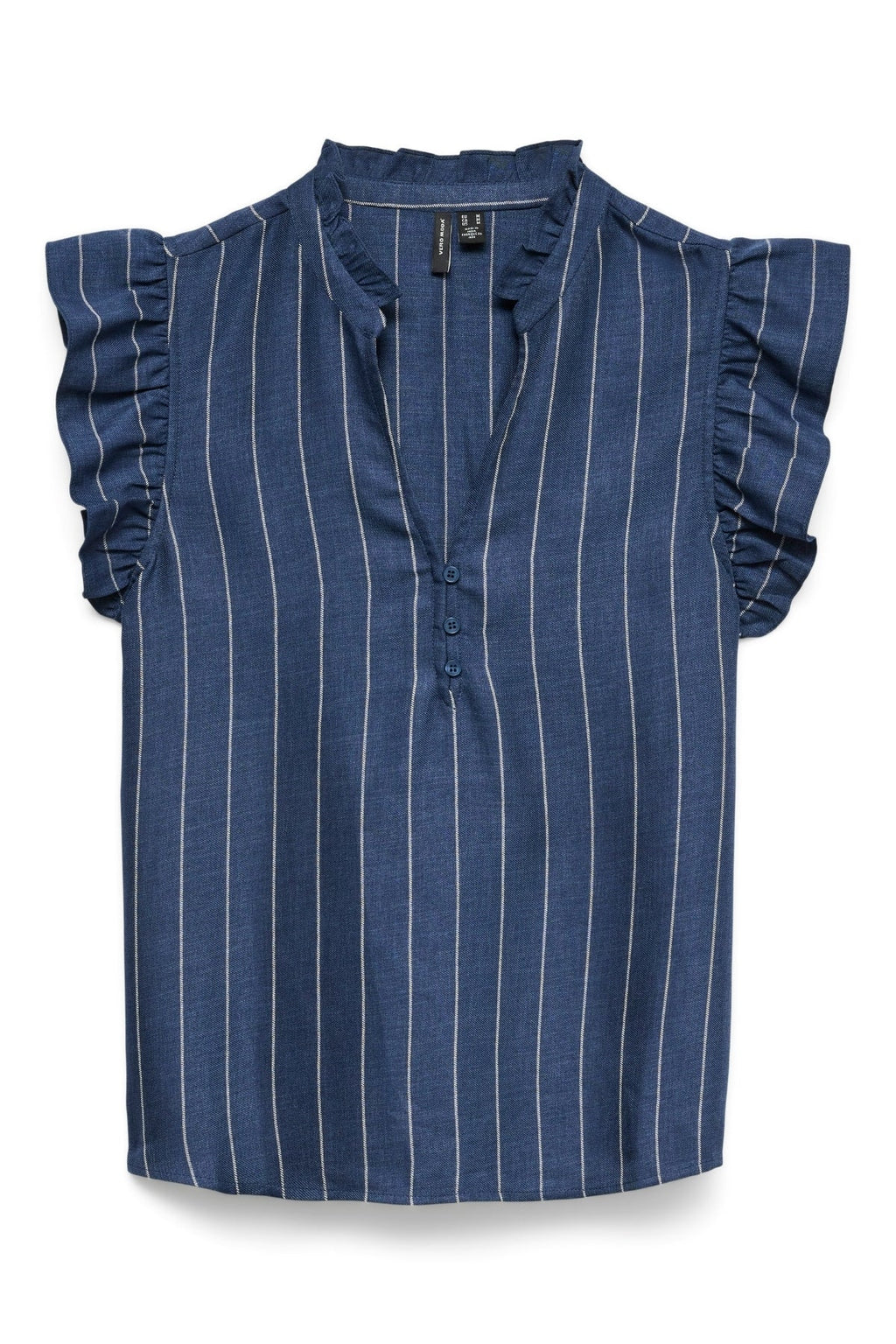 Odette V-ringad Topp - Mörk Denim / Vit