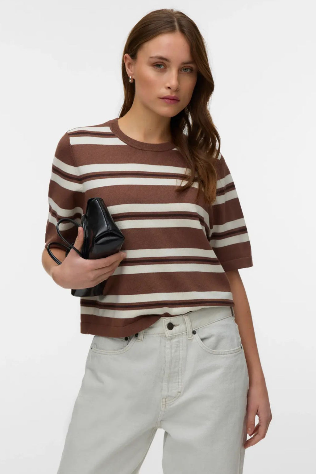 Silje 2/4 O-Neck Oversize Tröja - Cocoa Brown/Birch/Chocolate Torte