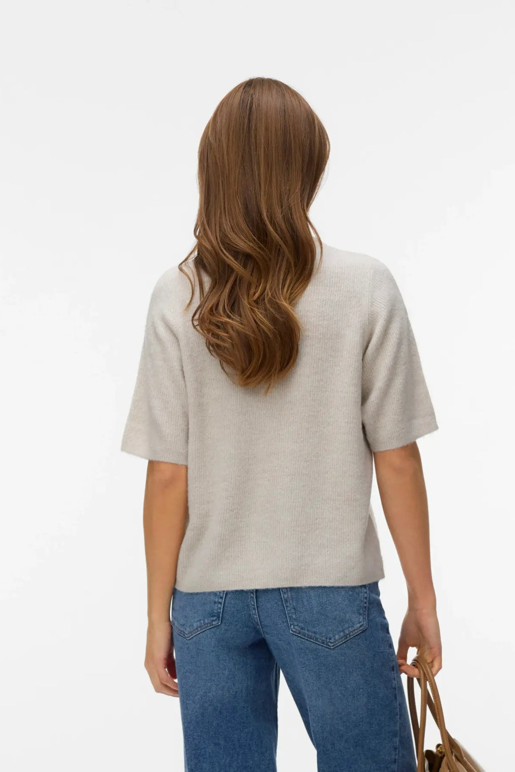 Lefile 2/4 O-Neck Pärlcardigan - Pumice Stone Melange