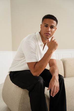 Atlas Pikétröja med Textur - Vit