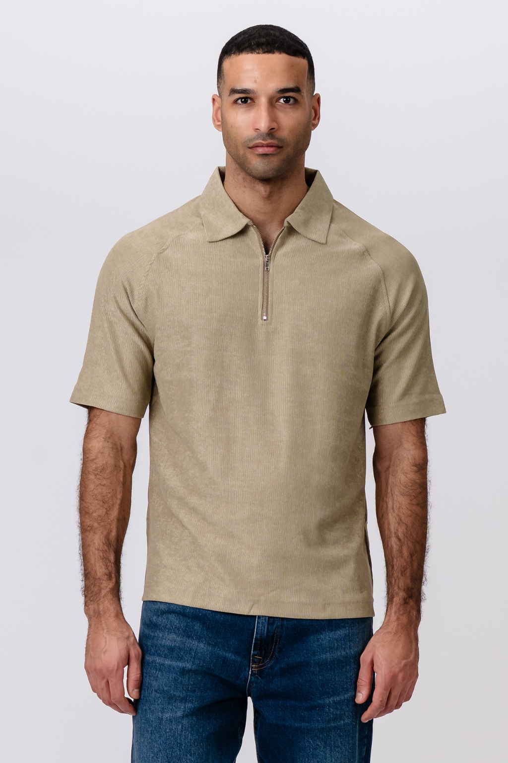 Enzo Kortärmad Half-Zip - Khaki