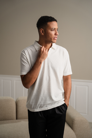 Atlas Pikétröja med Textur - Vit