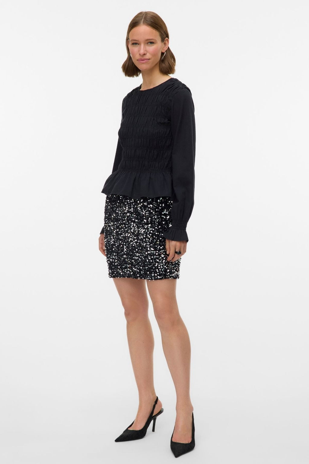 Bella Kort Kjol - Svart Silver