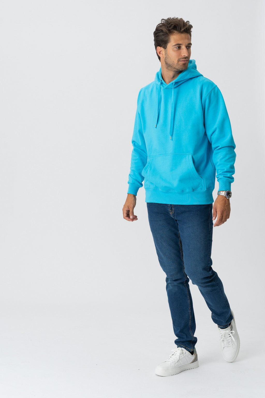 Basic Hoodie - Turkosblå