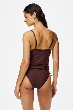 Baomi Ruching Baddräkt - Deep Mahogany