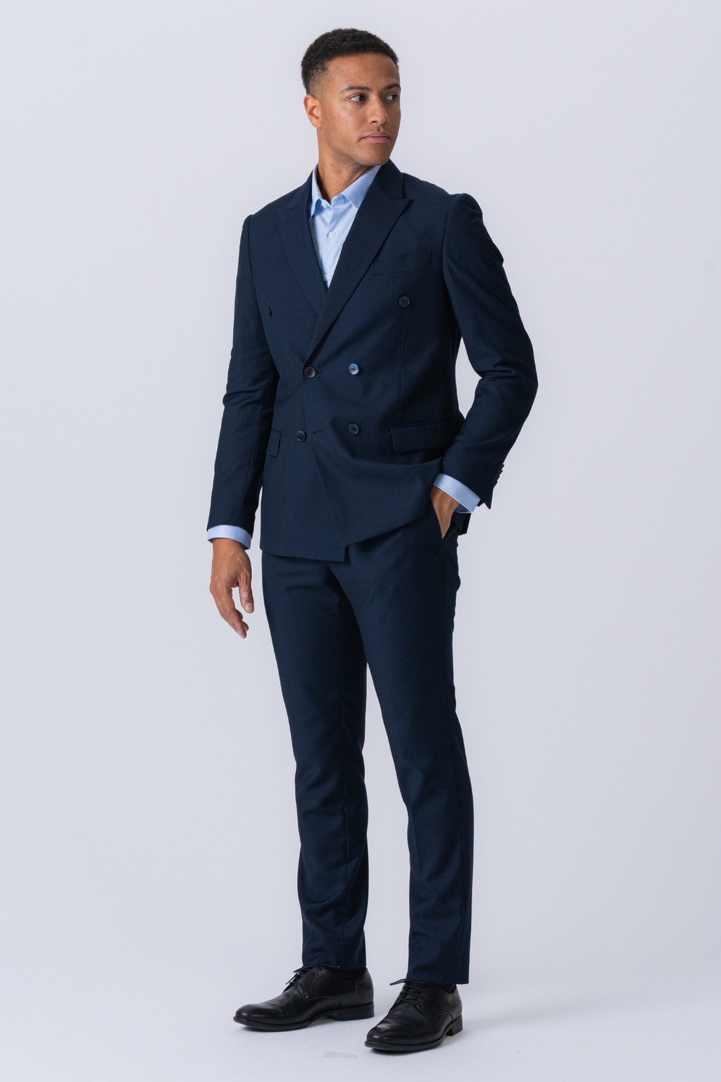 Premium Dubbelknäppt Kavaj - Navy