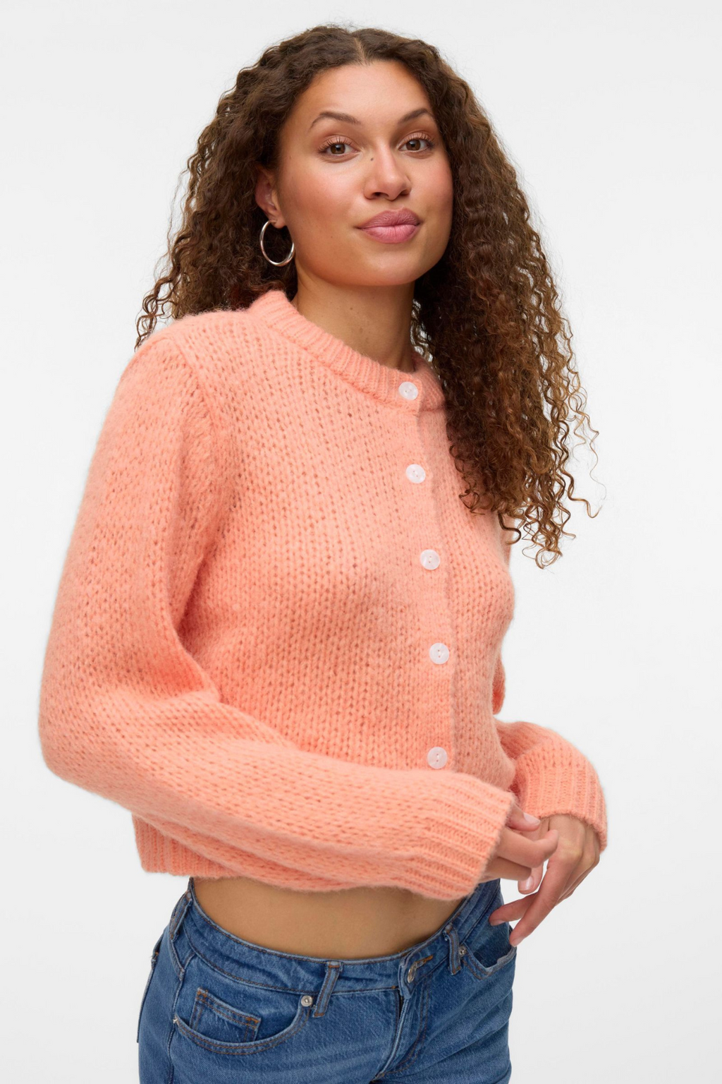 Wilo O-Neck Cardigan - Cantaloupe