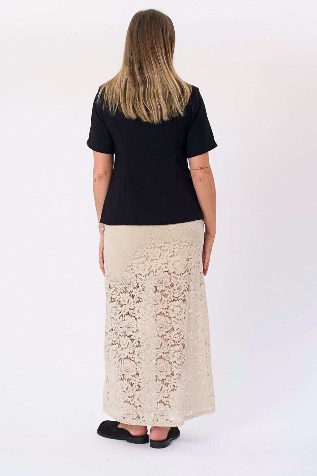 Amara Lace Maxi Skirt - Ljusbeige