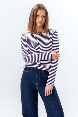 Stripped Långärmad Slim Fit - Blå