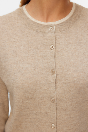 Underbar O-ringad Cardigan - Silver Mink Melange med Björk