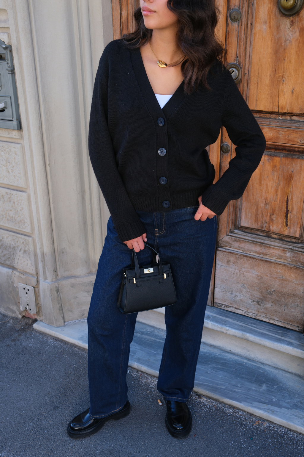 Stickad Kofta - Svart