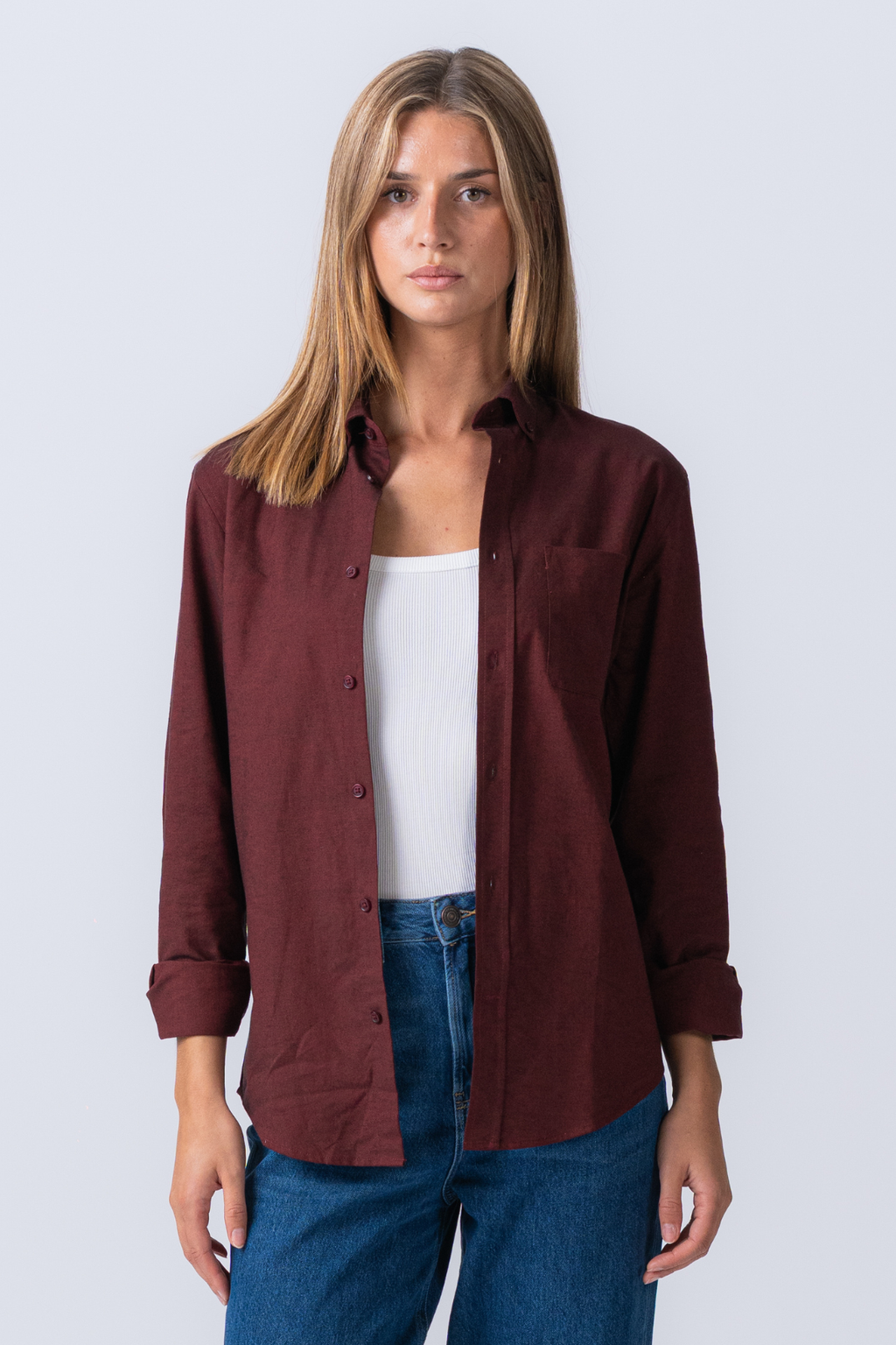 Boyfriend Oxfordskjorta - Burgundy
