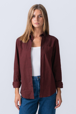 Boyfriend Oxfordskjorta - Burgundy