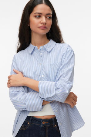 Inge Shirt - Palace Blue Snow White