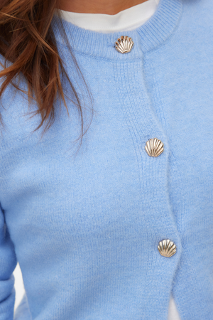 Fiona Kort Knapp-cardigan - Brunnera Blue Melange