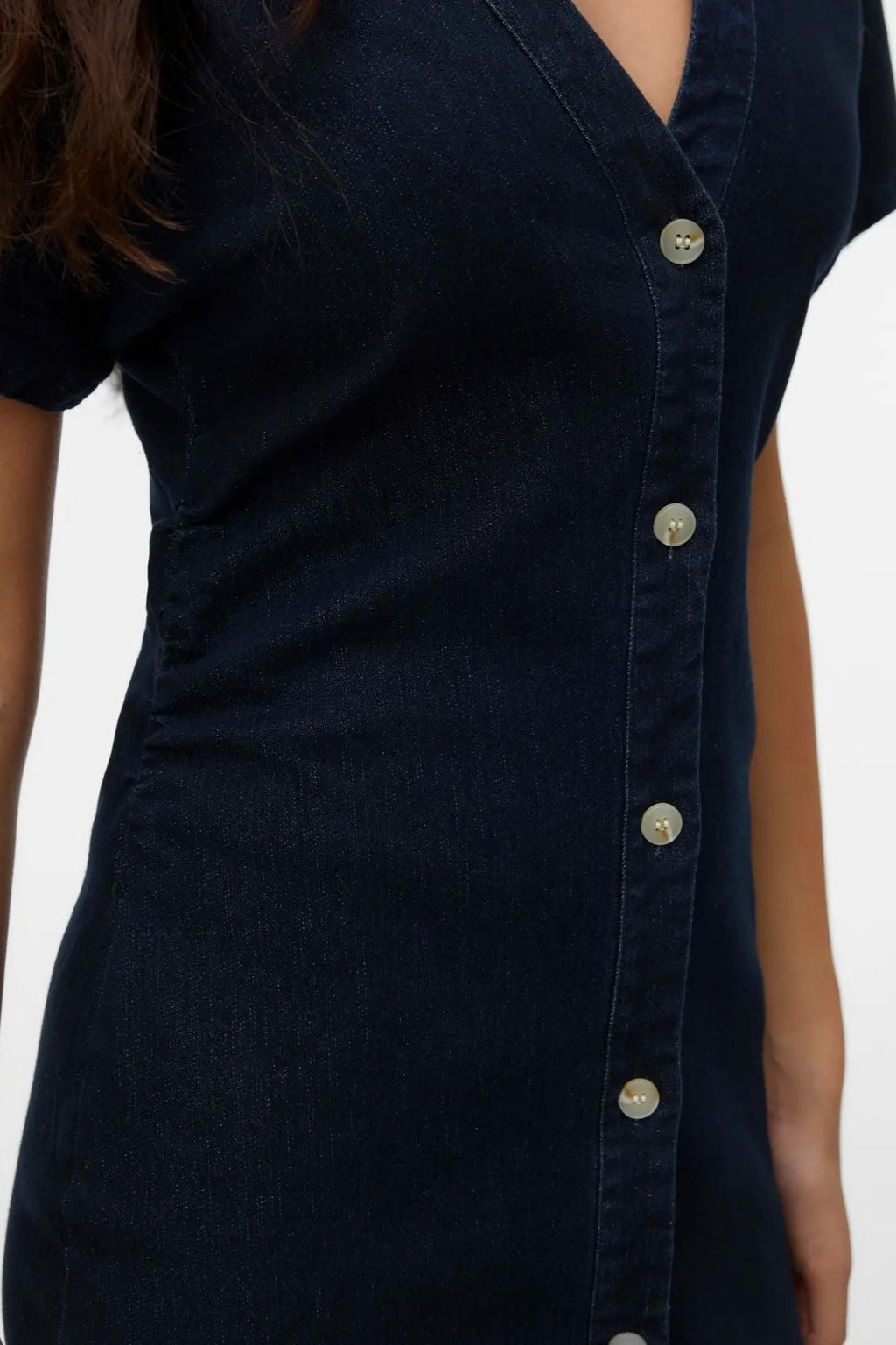 Sanni V-neck Klänning - Dark Blue Denim